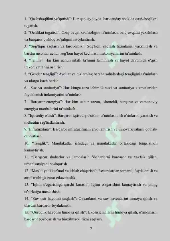 Barqaror rivojlanish 7