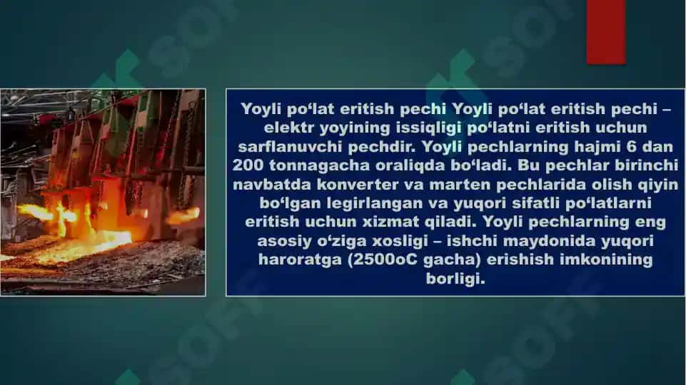 Elektryoyli po'lat eritish pechining tasnifi va ishlash prinsplari 3