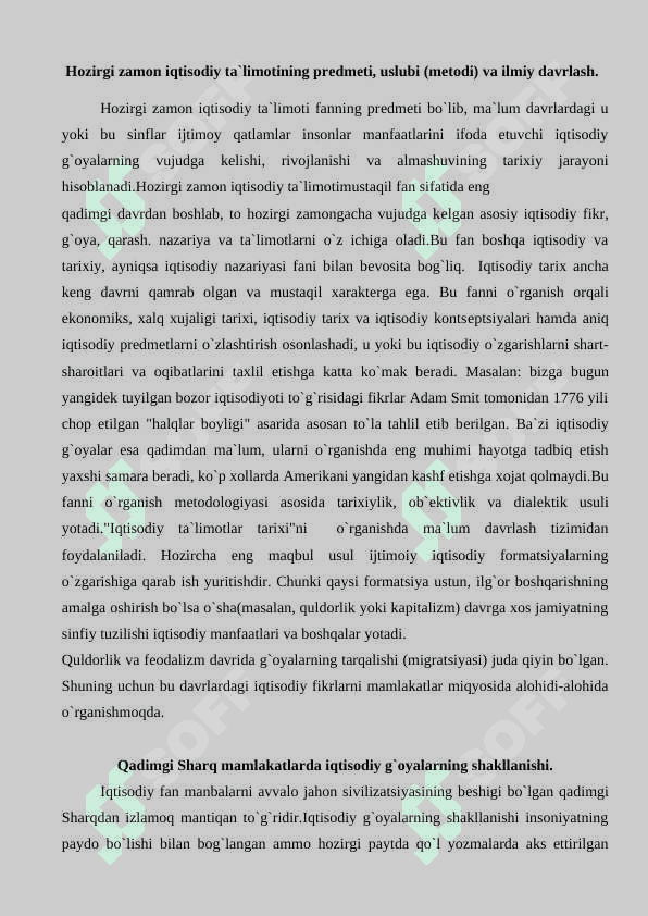 Qadimgi dunyo va fеodal jamiyati  davridagi iqtisodiy ta`limotlar 2