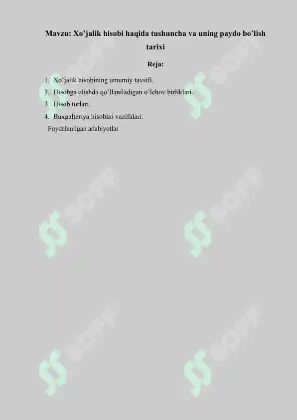 Xo’jalik hisobi haqida tushuncha va uning paydo bo’lish 2
