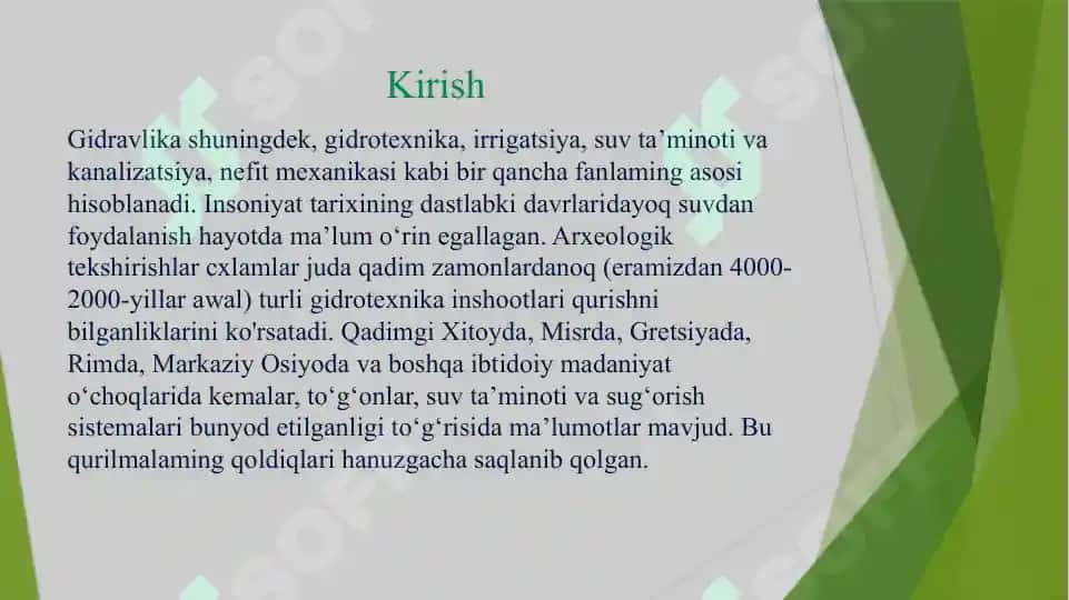 Gidravlik yo’qotishning ikki turi 4