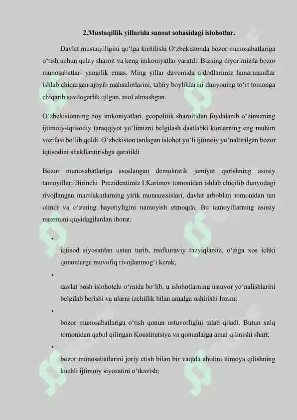 Mustaqillik yillarida qishloq xo‘jaligi va sanoat sohasidagi oʻzgarishlar 7