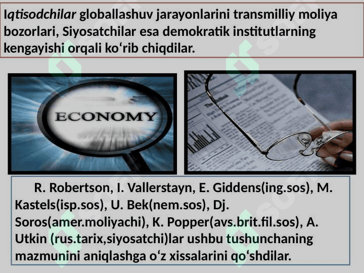 Jahon iqtisodiyotni globallashuvi konsepsiyalarining shakllanishi, rivojlanish bosqichlari va yo‘nalishlari 3