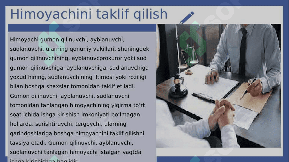 JINOYAT  PROTSESSIDA HIMOYACHINING HUQUQ  VA MAJBURIYATLARI 3