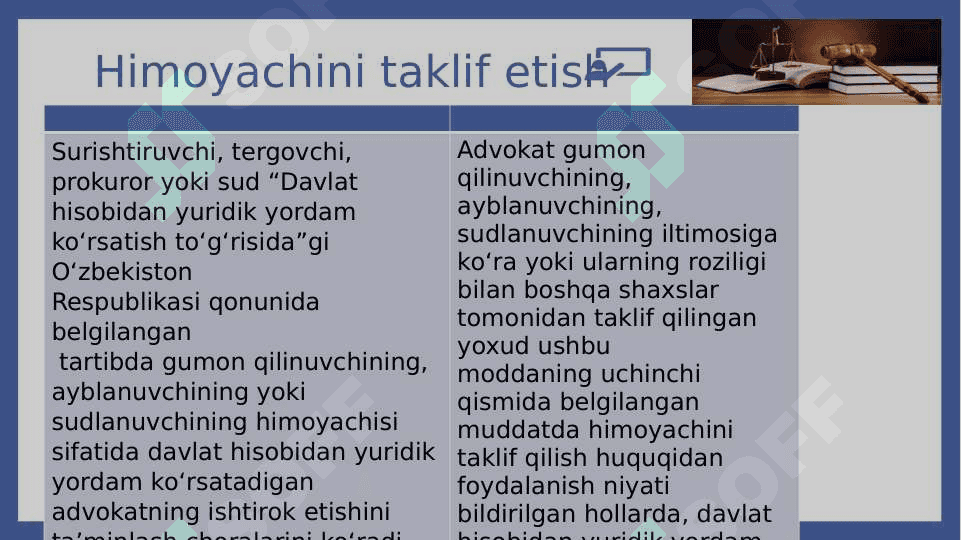 JINOYAT  PROTSESSIDA HIMOYACHINING HUQUQ  VA MAJBURIYATLARI 4