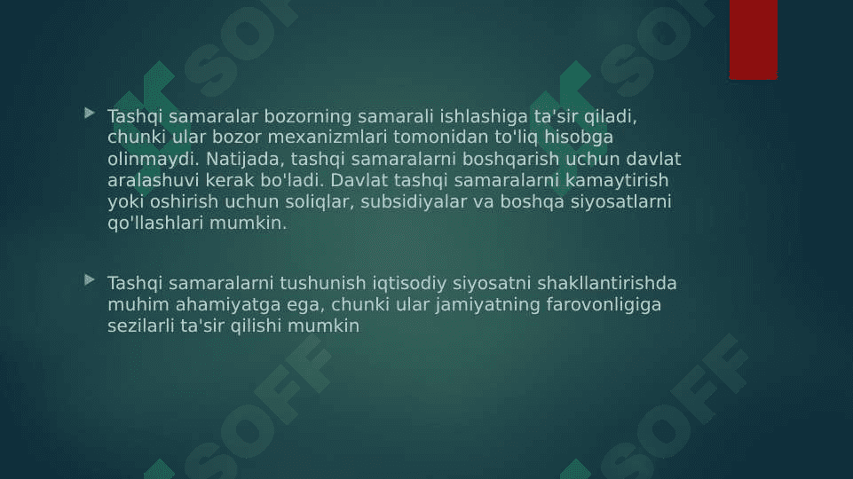 Tashqi samaralar ta’rifi va ularning klassifikatsiyasi 5