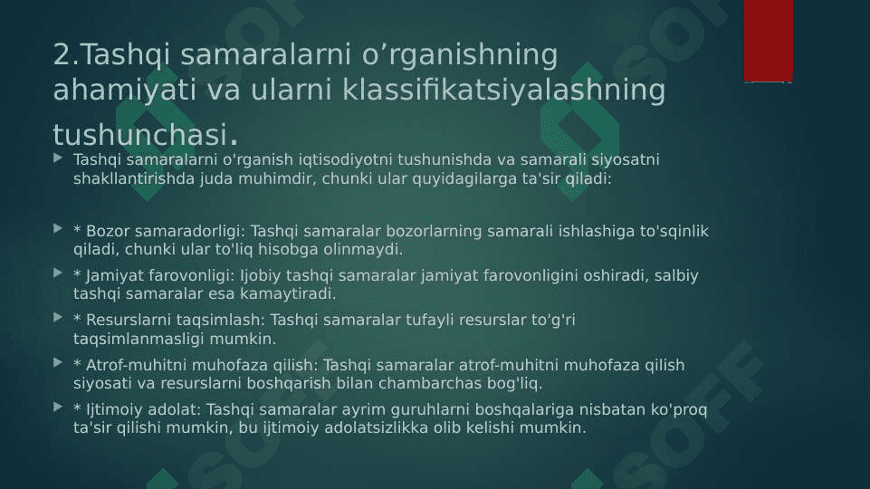 Tashqi samaralar ta’rifi va ularning klassifikatsiyasi 7