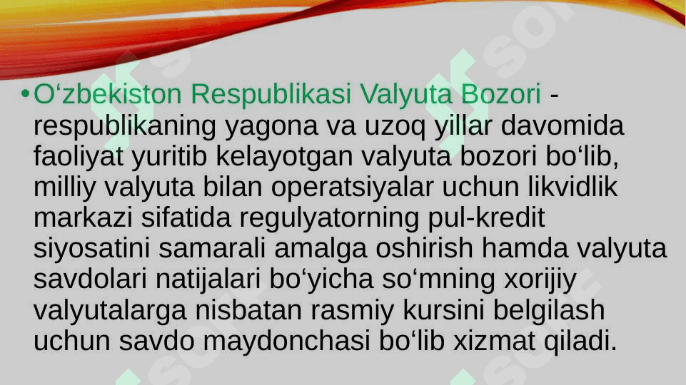 O’ZBEKISTON RESPUBLIKASI VALYUTA BOZORINING SHAKLLANISHI 2