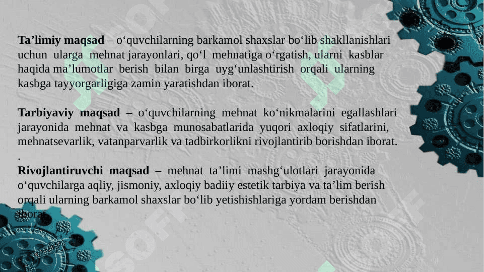Boshlangʻich sinflarda texnalogiya taʼlimining maqsad va vazifalari 8