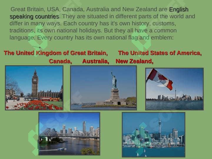 English speaking countries 2