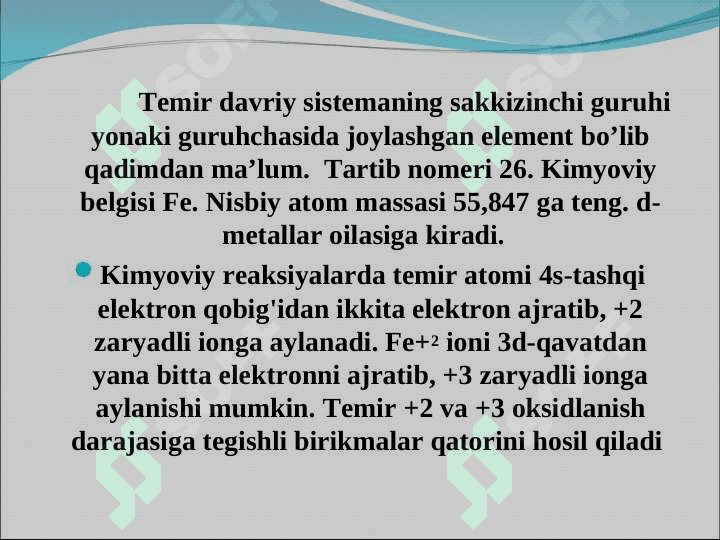 Elementlar davriy jadvalidagi 8-9-10-guruh elementlarining umumiy xossalari 2
