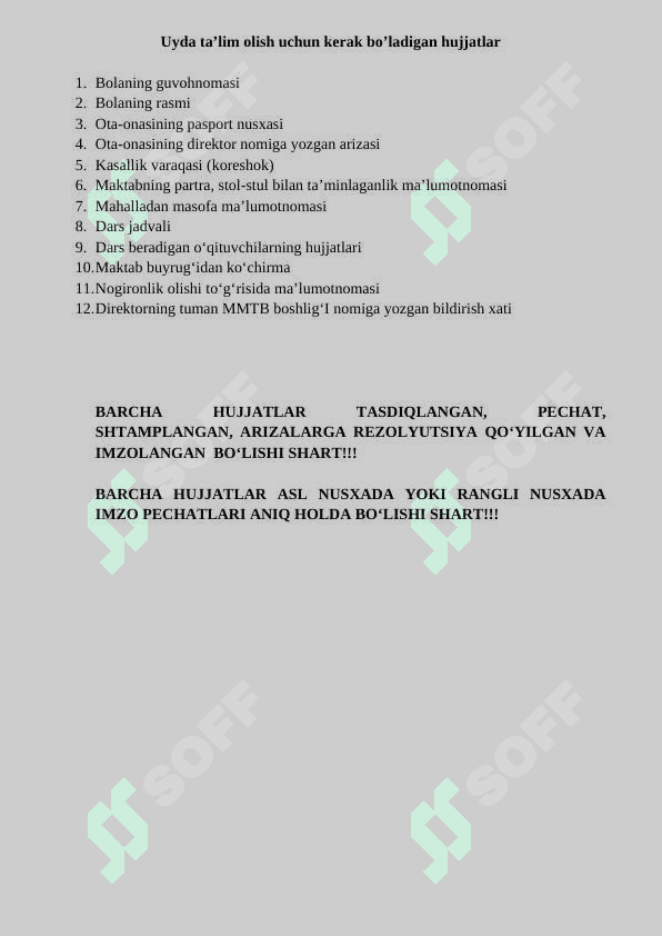 uyda talim hujjatlari 2