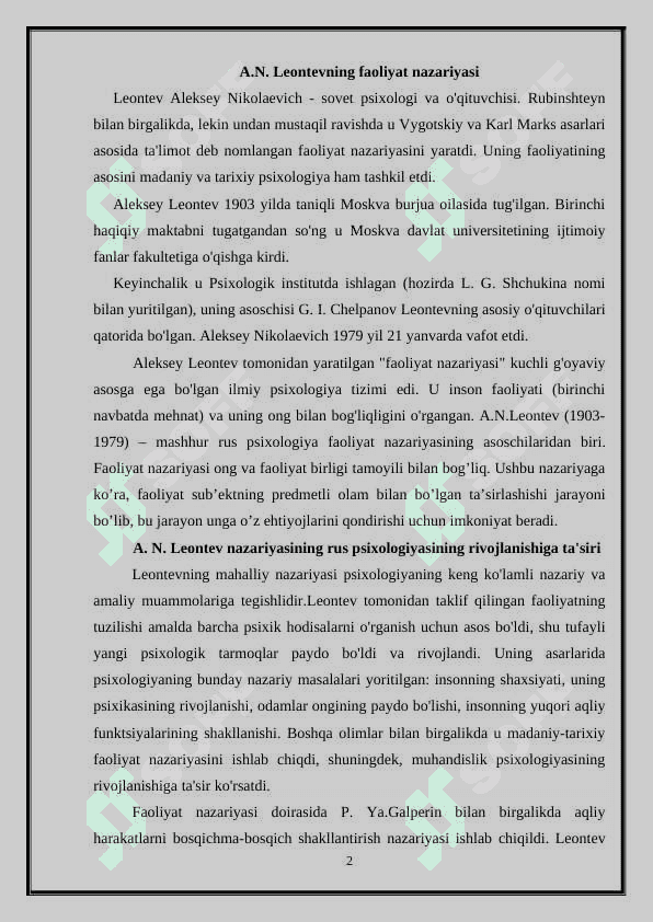 A.N. LEONTEVNING KONSEPSIYASIDA EHTIYOJLAR VA MOTIVLAR 2