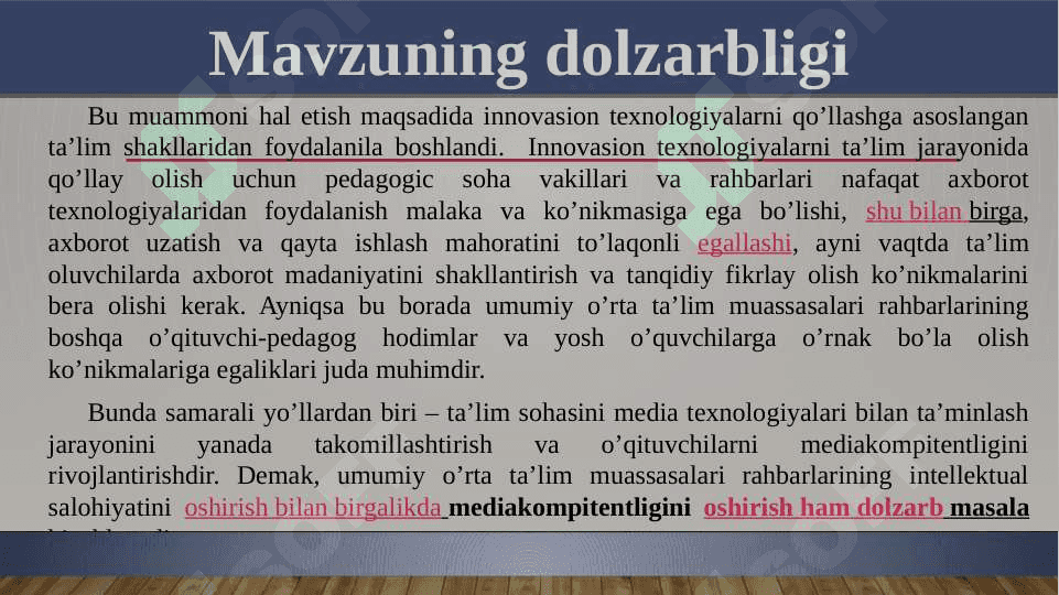 Umumiy o’rta ta’lim muassasalari rahbarlarining mediakompitentligini rivojlantirish 4