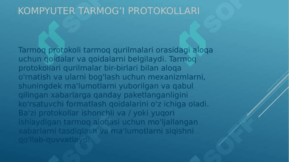 Kompyuter tarmoqlarining asosiy protokollari. 3