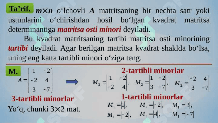 MATRITSA RANGI. TESKARI MATRITSA 2