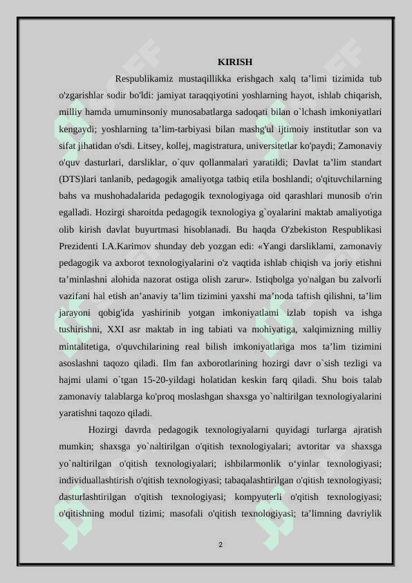 FIZIKANI O’QITISHDA O’QUVCHILAR BILIMINI TEST SAVOLLARI BILAN NAZORAT QILISH 2