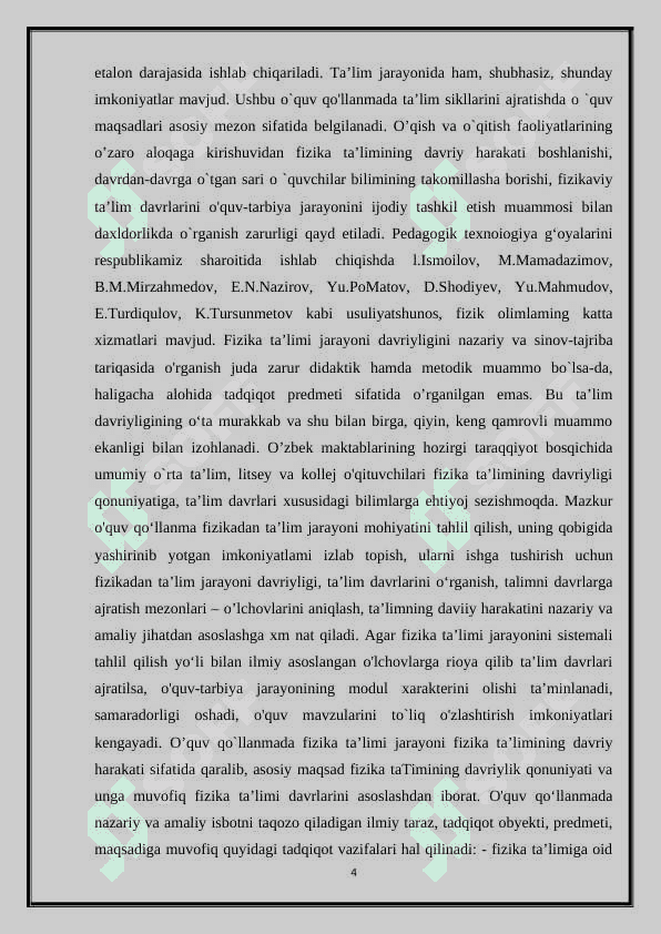FIZIKANI O’QITISHDA O’QUVCHILAR BILIMINI TEST SAVOLLARI BILAN NAZORAT QILISH 4