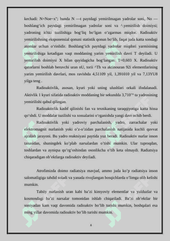 Radioaktivlik mavzusini innovatsion texnologiyalar asosida o’qitish va loyihalashtirish 6