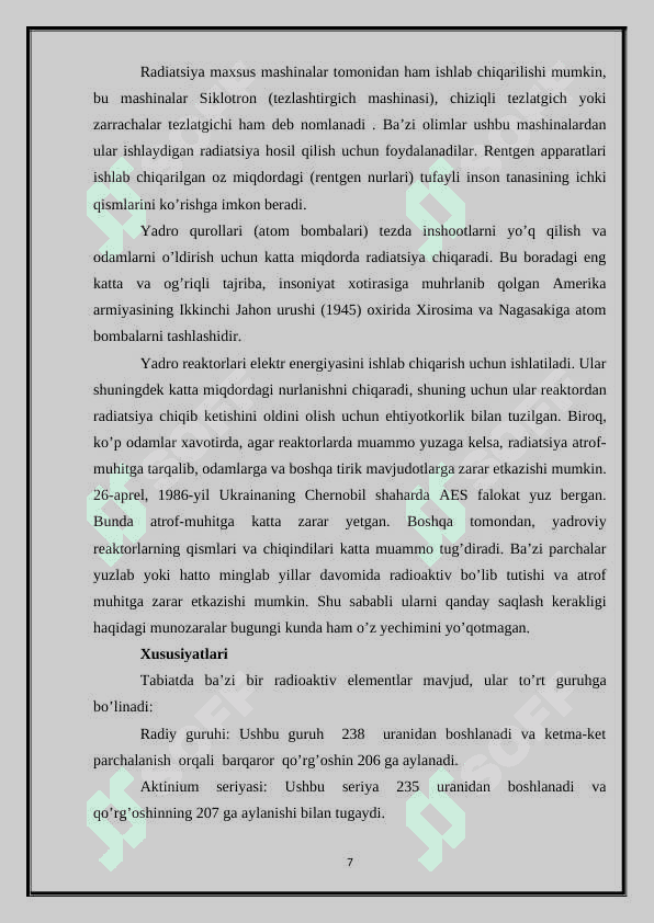 Radioaktivlik mavzusini innovatsion texnologiyalar asosida o’qitish va loyihalashtirish 7