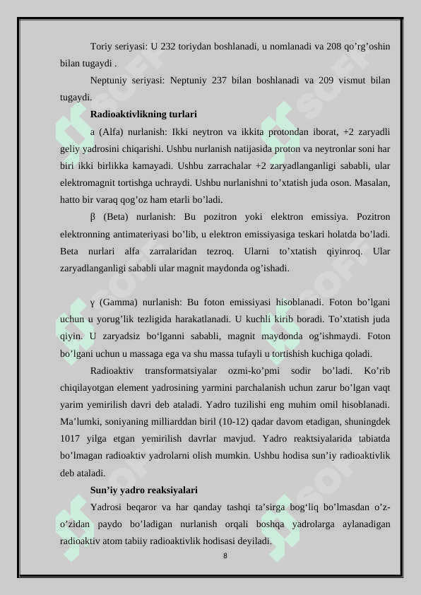 Radioaktivlik mavzusini innovatsion texnologiyalar asosida o’qitish va loyihalashtirish 8