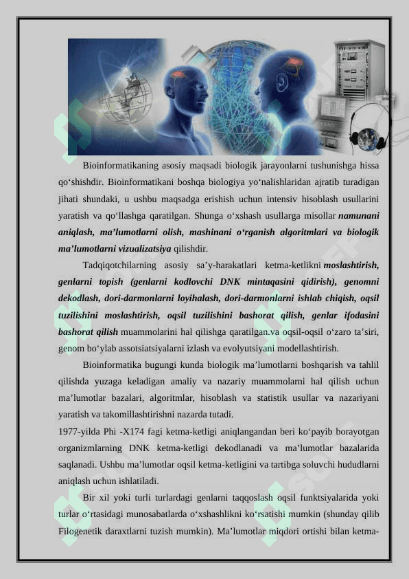 BIOINFORMATIKANING KOMPYUTER KOMPONENTLARI 6