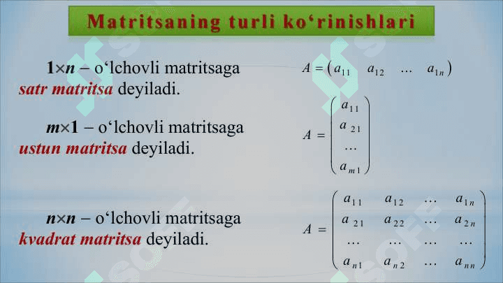 MATRITSALAR VA ULAR USTIDA AMALLAR 4