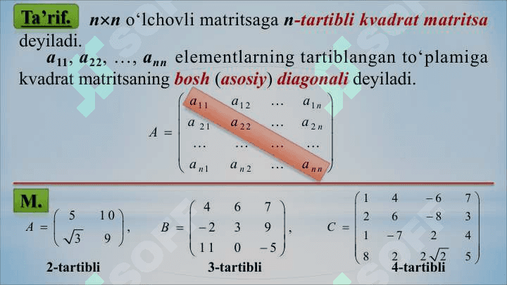 MATRITSALAR VA ULAR USTIDA AMALLAR 5