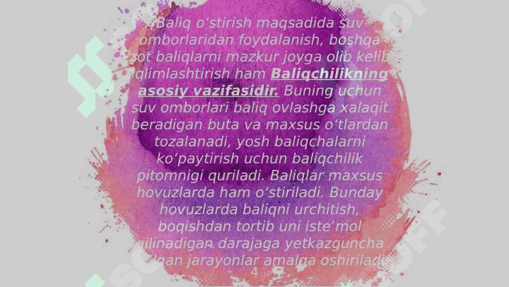 Baliqchilikda fermer xo’jaligi va ubi tashkil etish. 4
