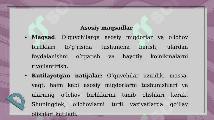 Boshlang’ich sinfda asosiy miqdor va uni o’lchov birliklarini o’rganish metodikasi 3
