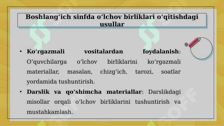 Boshlang’ich sinfda asosiy miqdor va uni o’lchov birliklarini o’rganish metodikasi 5