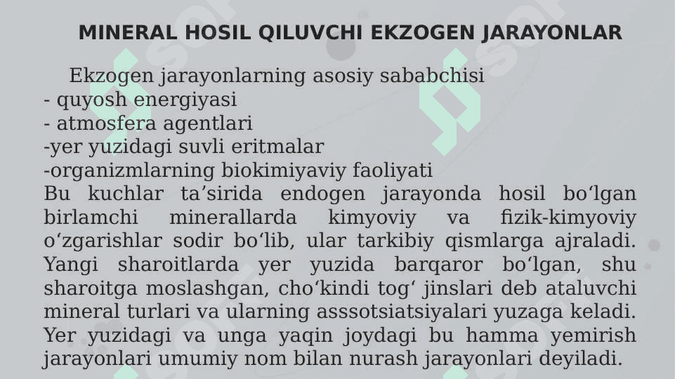 Ekzogen jarayonlarda shakllanadigan tog' jinslari 3