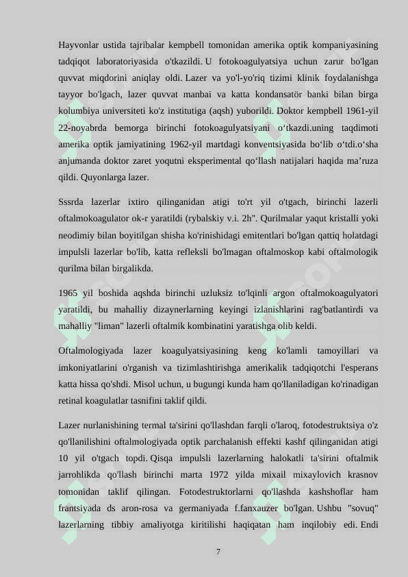 Oftalmologiyada lazerdan foydalanish 7