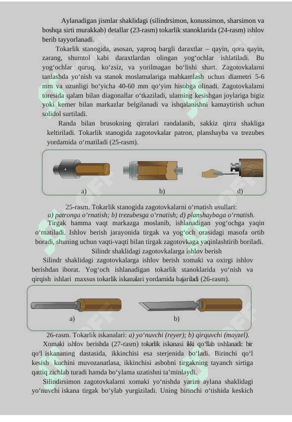 7-sinfda “YOG‘OCHGA ISHLOV BERUVCHI TOKARLIK STANOGI” mavzusida 1 soatlik namunali dars ishlanmasi 5