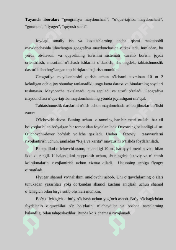 Geografiya maydonchasining tabiiy fanlarni o'rganishdagi ahamayati 4