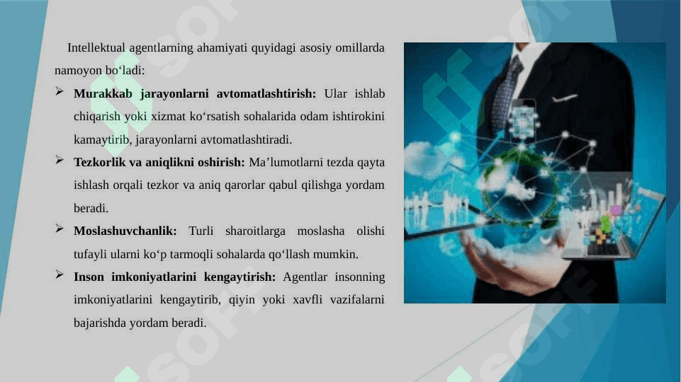Intellektual agentlar. agentlarning ishlash prinsiplari va parametrlari 4