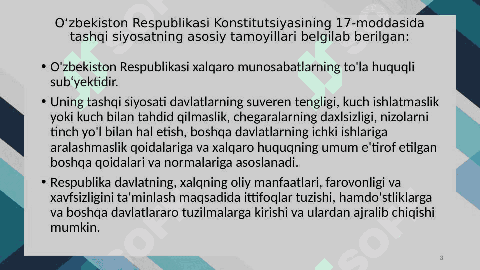 O‘ZBEKISTON  VA  JAHON HAMJAMIYATI 3