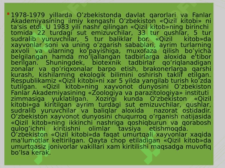 O’zbekiston “Qizil kitob”iga kiritilgan hayvonlar 5