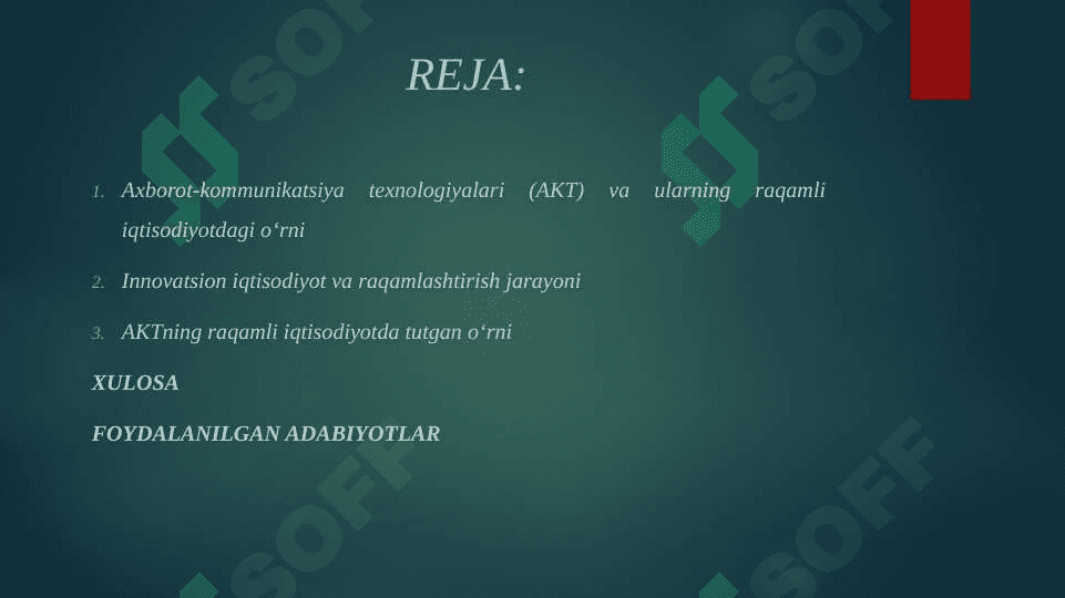 Raqamli iqtisodiyotda axborot-kommunikatsiya texnologiyalarining oʻrni va vazifalari 2