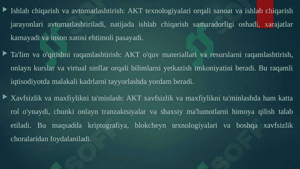 Raqamli iqtisodiyotda axborot-kommunikatsiya texnologiyalarining oʻrni va vazifalari 5