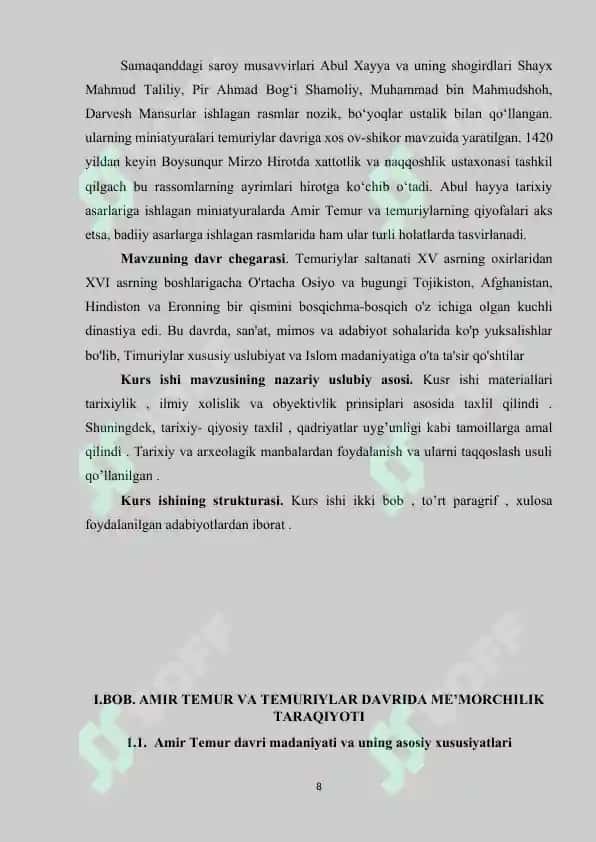 AMIR TEMUR VA TEMURIYLAR DAVRIDA ME’MORCHILIK TARAQIYOTI 7