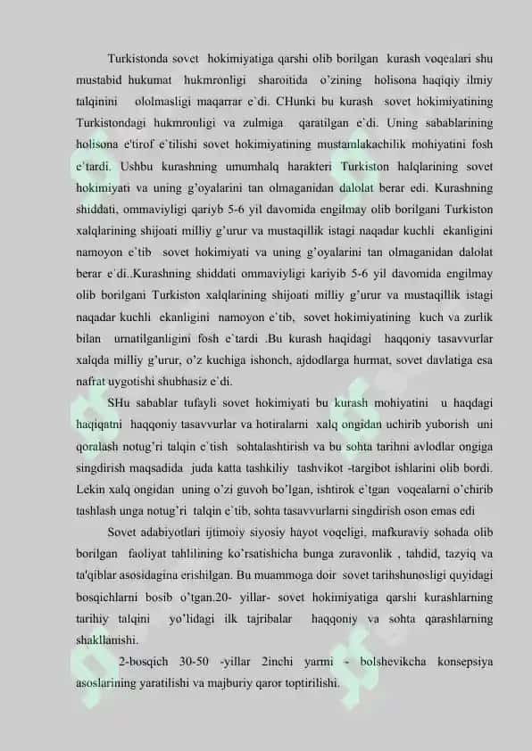 O`ZBEKISTONDA IKKINCHI JAHON URUSHI DAVRIDA TARIX FANI 8