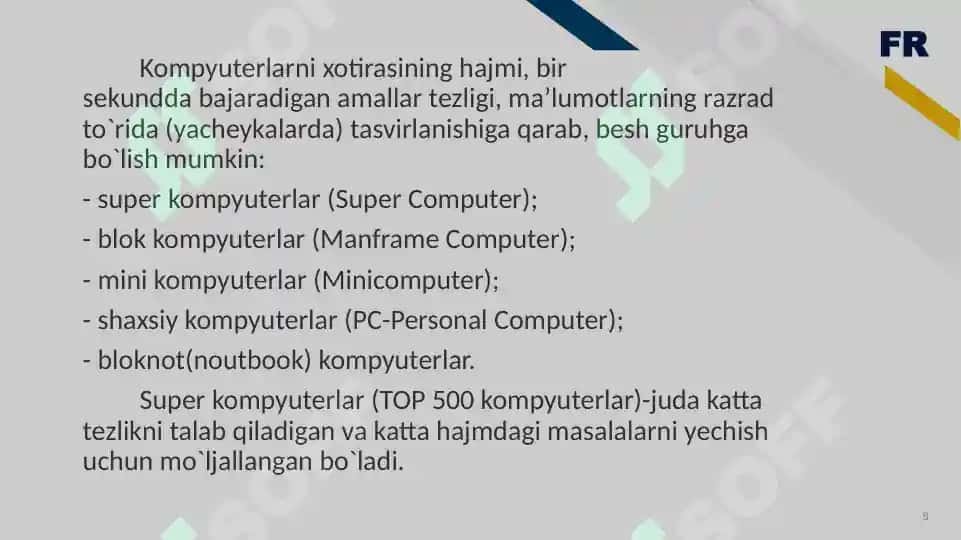 Super kompyuterlar va ularning xususiyatlari 8