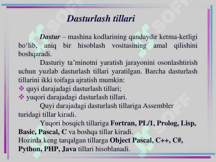 Dasturlash tillari 2
