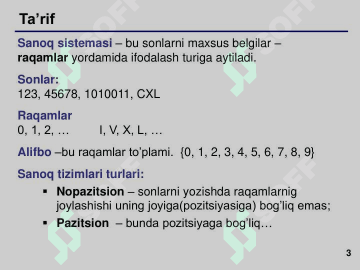 Sanoq sistemalari 3