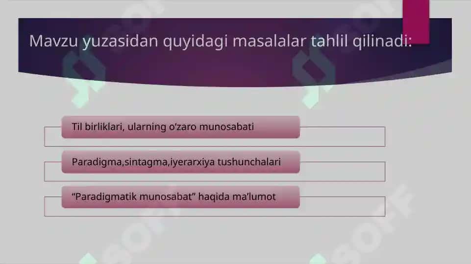 Nazariy tilshunoslik.Til birliklari orasidagi munosabat 2