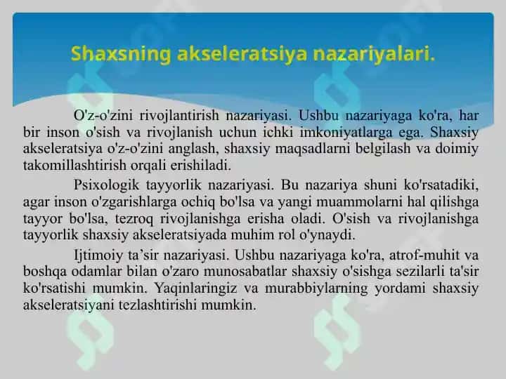Shaxsning akselliratsiya nazariyasi va yo‘nalishlari 4