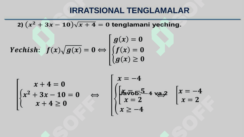Sodda Irratsional tenglamalar. 5