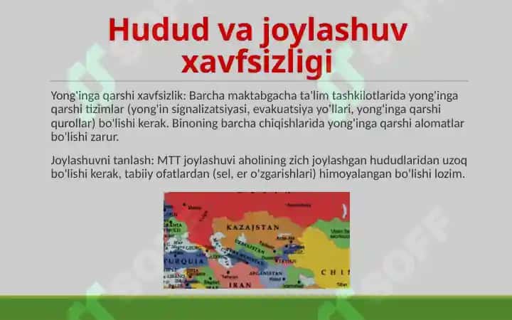 Maktabgacha ta'lim tashkiloti maydonlariga qo'yiladigan xavfsizlik talablari 4
