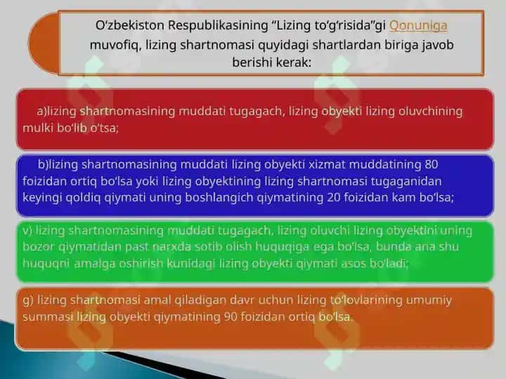 Lizing operatsiyalar va uni tashkil etish 8